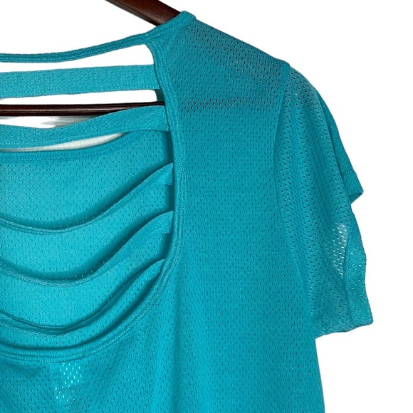 Athletic Works Turquoise Strappy Back Mesh Short Sleeve T-Shirt Extra Large XL - Picture 11 of 16
